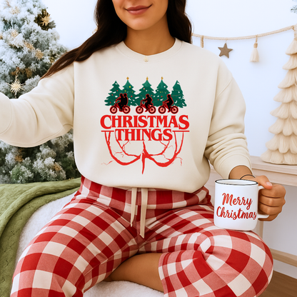 Unisex Heavy Blend™ mw2016 | Christmas Things Sweatshirt – Funny Holiday Crewneck | Cozy Unisex Winter Gift for Stranger Things Fans