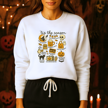 Unisex Heavy Blend™ Halloween Essentials Sweatshirt – Spooky Season Pumpkin Crewneck | mw1016