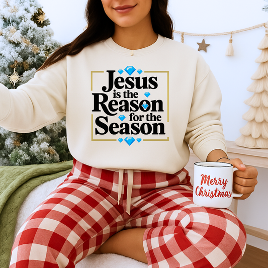 Unisex Heavy Blend™ mw2074 | Jesus Is the Reason for the Season Sweatshirt – Christian Christmas Bible Verse Crewneck, Religious Holiday Pullover