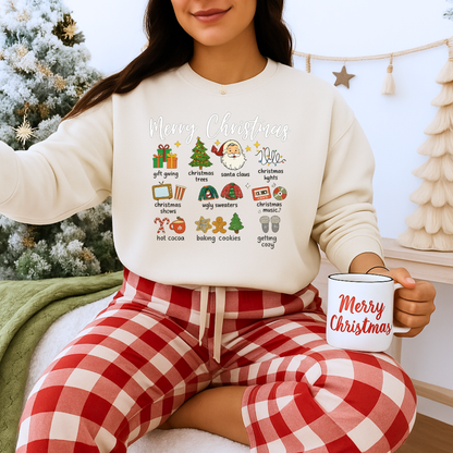 Unisex Heavy Blend™ mw2040 | Merry Christmas Icons Sweatshirt – Red Holiday Crewneck, Xmas Gift & Winter Party Outfit