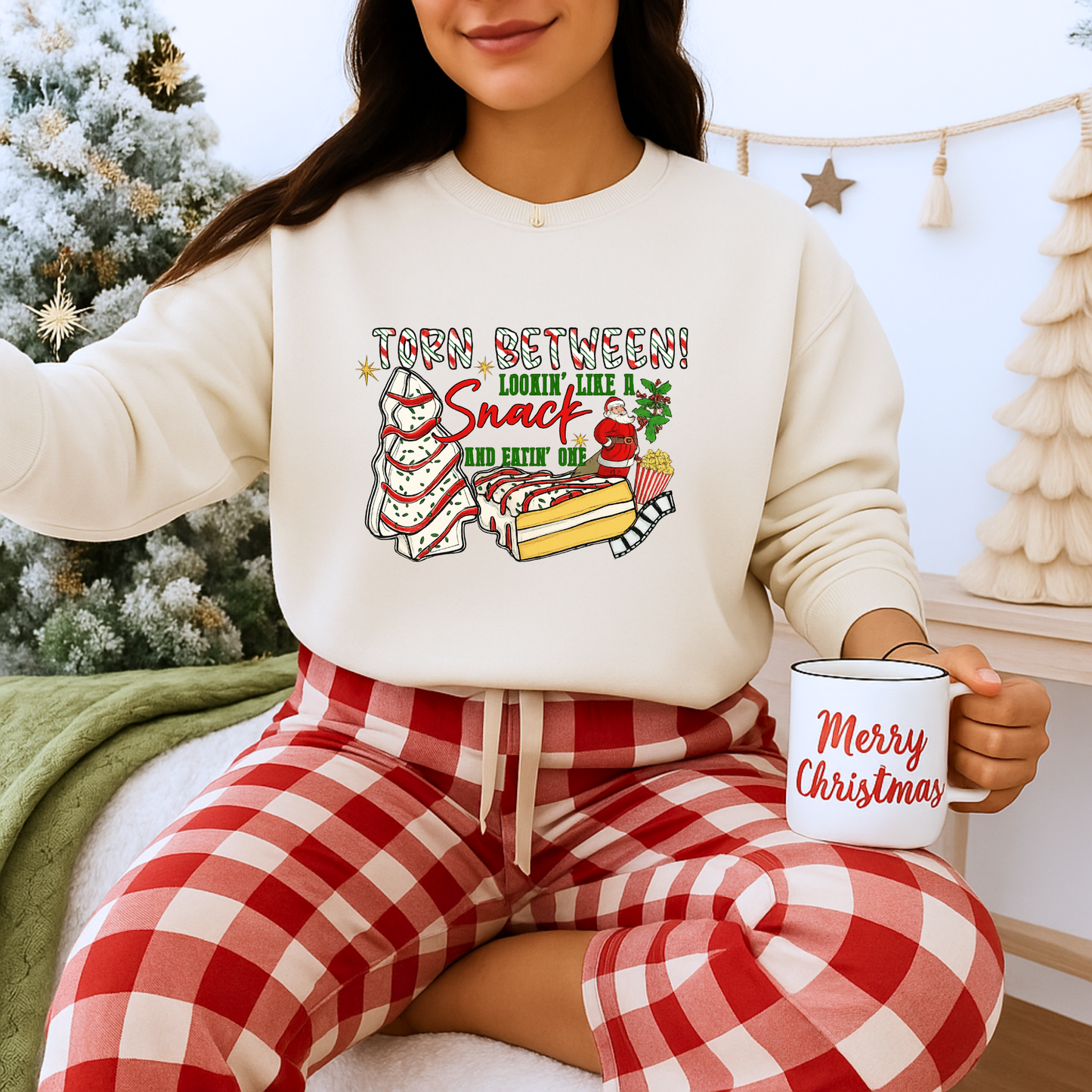 Unisex Heavy Blend™ mw2027 | Torn Between Looking Like a Snack Christmas Sweatshirt – Funny Holiday Crewneck | Cute Unisex Winter Gift