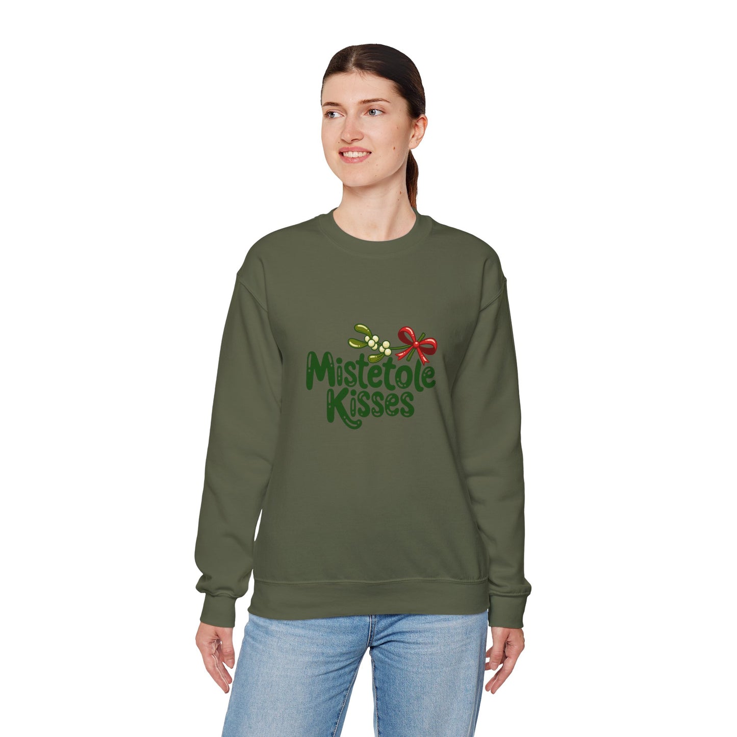 Unisex Heavy Blend™ mw2094 | Mistletoe Kisses Christmas Sweatshirt – Cute Holiday Pullover, Festive Couple Gift, Cozy Winter Shirt