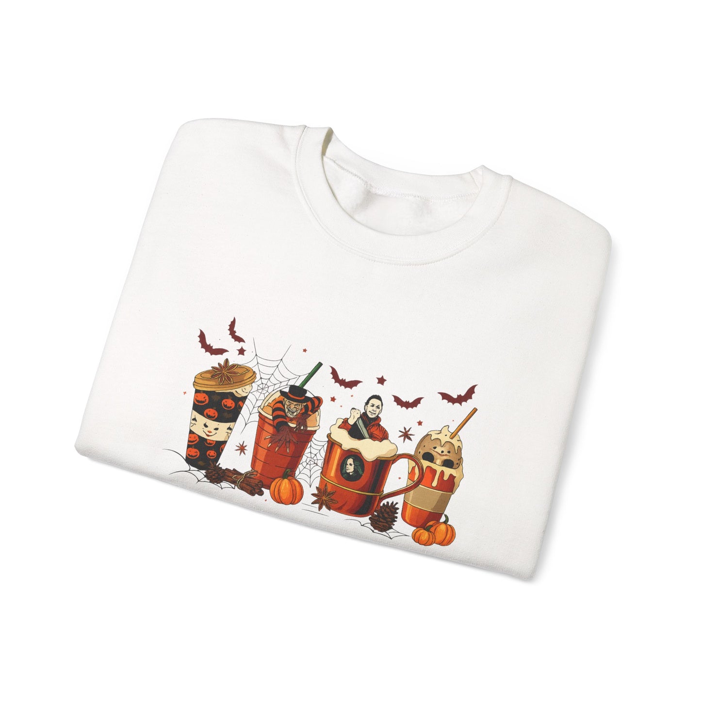 Unisex Heavy Blend™ Halloween Coffee Sweatshirt – Spooky Season Pumpkin Latte Crewneck | mw1012