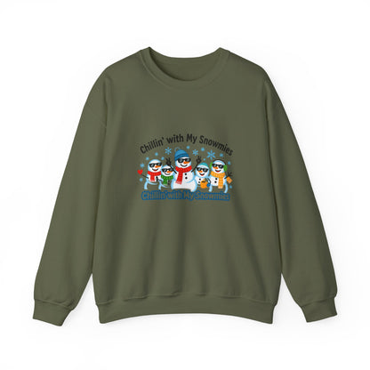 Unisex Heavy Blend™ mw2108 | Chillin’ With My Snowmies Christmas Sweatshirt – Funny Snowman Holiday Crewneck, Cute Winter Xmas Gift