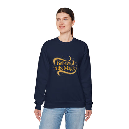 Unisex Heavy Blend™ mw2102 | Believe in the Magic Christmas Sweatshirt – Sparkly Holiday Crewneck, Festive Xmas Gift for Winter Lovers