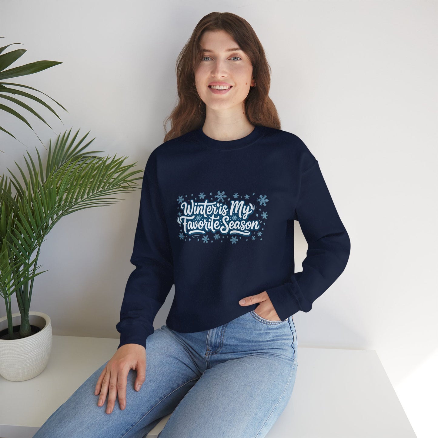 Unisex Heavy Blend™ mw2101 | Winter Is My Favorite Season Sweatshirt – Cozy Snowflake Winter Crewneck, Cute Cold Weather Gift