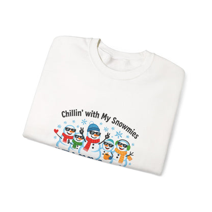 Unisex Heavy Blend™ mw2108 | Chillin’ With My Snowmies Christmas Sweatshirt – Funny Snowman Holiday Crewneck, Cute Winter Xmas Gift