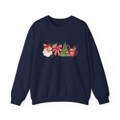 Unisex Heavy Blend™ mw2050 | Vintage Christmas Sweatshirt – Retro Santa Tree Hot Cocoa Pullover, Festive Holiday Crewneck Sweater