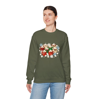 Unisex Heavy Blend™ mw2071 | Hot Cocoa Christmas Sweatshirt – Festive Marshmallow Mug Holiday Crewneck, Winter Hot Chocolate Pullover Sweater