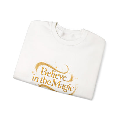 Unisex Heavy Blend™ mw2102 | Believe in the Magic Christmas Sweatshirt – Sparkly Holiday Crewneck, Festive Xmas Gift for Winter Lovers
