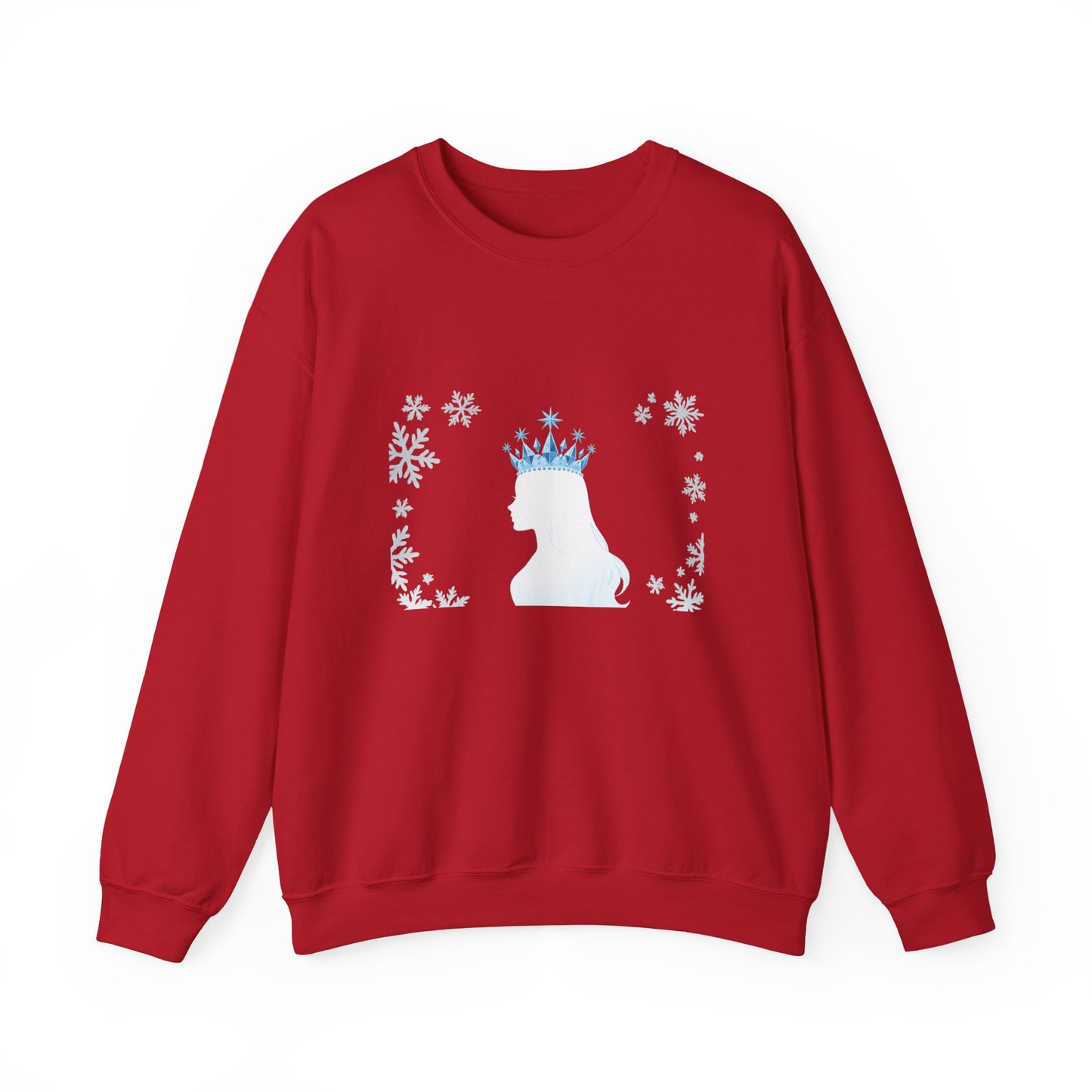 Unisex Heavy Blend™ mw2140 | Ice Queen Silhouette Sweatshirt – Elegant Snowflake Winter Crown Crewneck, Cozy Holiday Gift