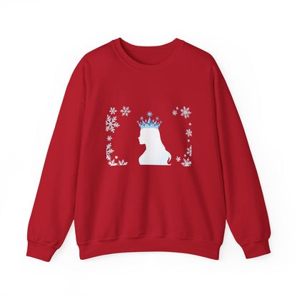 Unisex Heavy Blend™ mw2140 | Ice Queen Silhouette Sweatshirt – Elegant Snowflake Winter Crown Crewneck, Cozy Holiday Gift