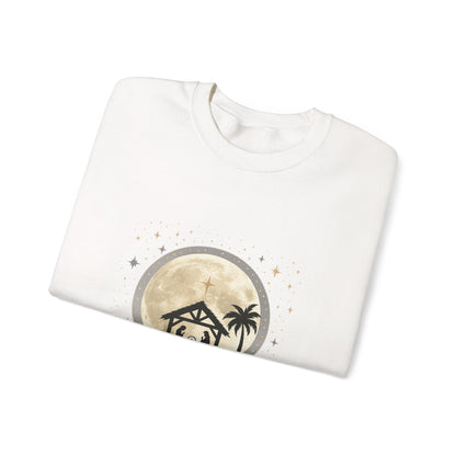 Unisex Heavy Blend™ mw2067 | Silent Night Holy Night Sweatshirt – Christian Nativity Scene Crewneck, Luke 2:14 Bible Verse Christmas Pullover