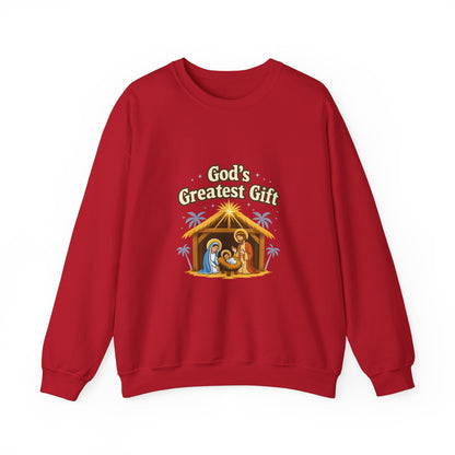 Unisex Heavy Blend™ mw2132 | God’s Greatest Gift Nativity Christmas Sweatshirt – Christian Holiday Crewneck, Religious Xmas Gift