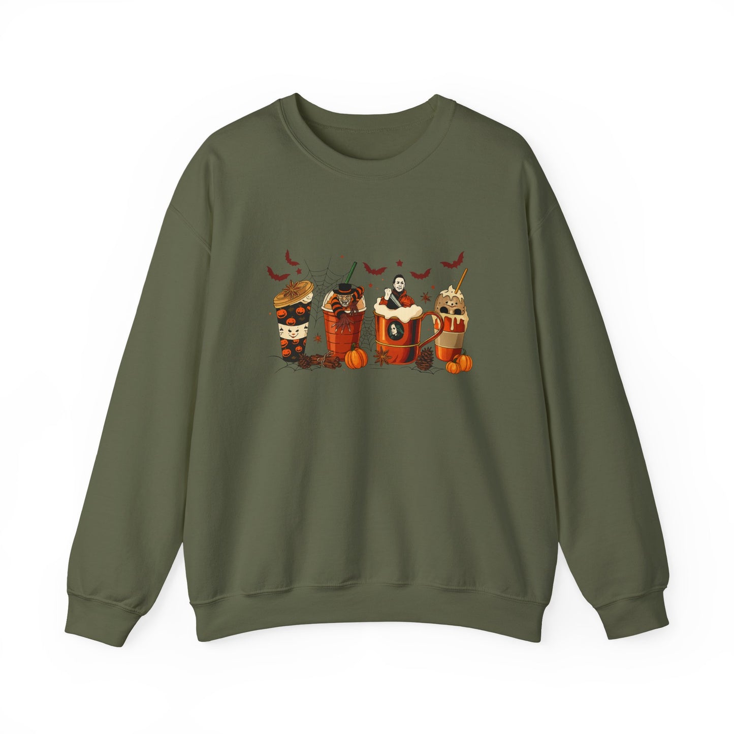 Unisex Heavy Blend™ Halloween Coffee Sweatshirt – Spooky Season Pumpkin Latte Crewneck | mw1012
