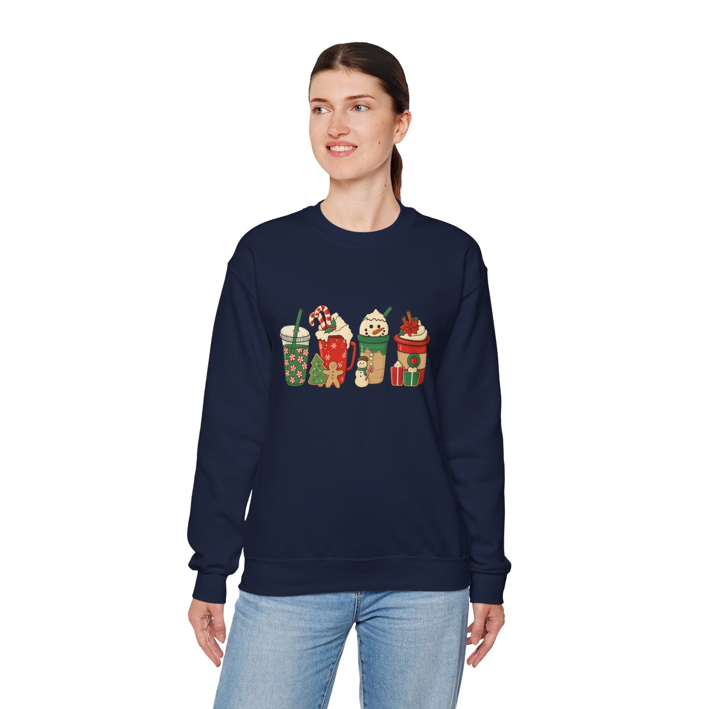 Unisex Heavy Blend™ mw2031 | Christmas Drinks Sweatshirt – Festive Coffee & Hot Cocoa Holiday Crewneck | Cozy Unisex Winter Gift