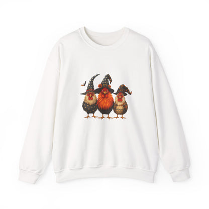 Unisex Heavy Blend™ Halloween Witch Chickens Sweatshirt – Cute Spooky Season Crewneck | mw1020