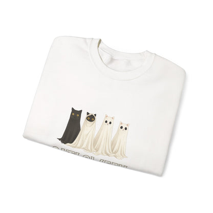 Unisex Heavy Blend™ Catloween Sweatshirt – Cute Ghost Cats Halloween Crewneck | mw1024