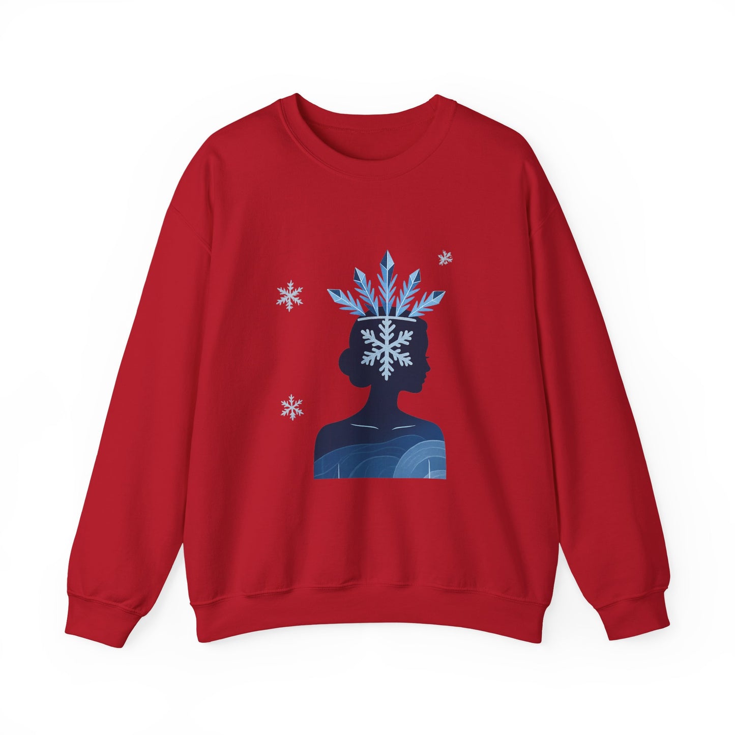 Unisex Heavy Blend™ mw2139 | Ice Queen Silhouette Sweatshirt – Elegant Snowflake Winter Crown Crewneck, Cozy Holiday Gift
