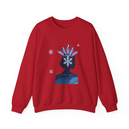 Unisex Heavy Blend™ mw2139 | Ice Queen Silhouette Sweatshirt – Elegant Snowflake Winter Crown Crewneck, Cozy Holiday Gift