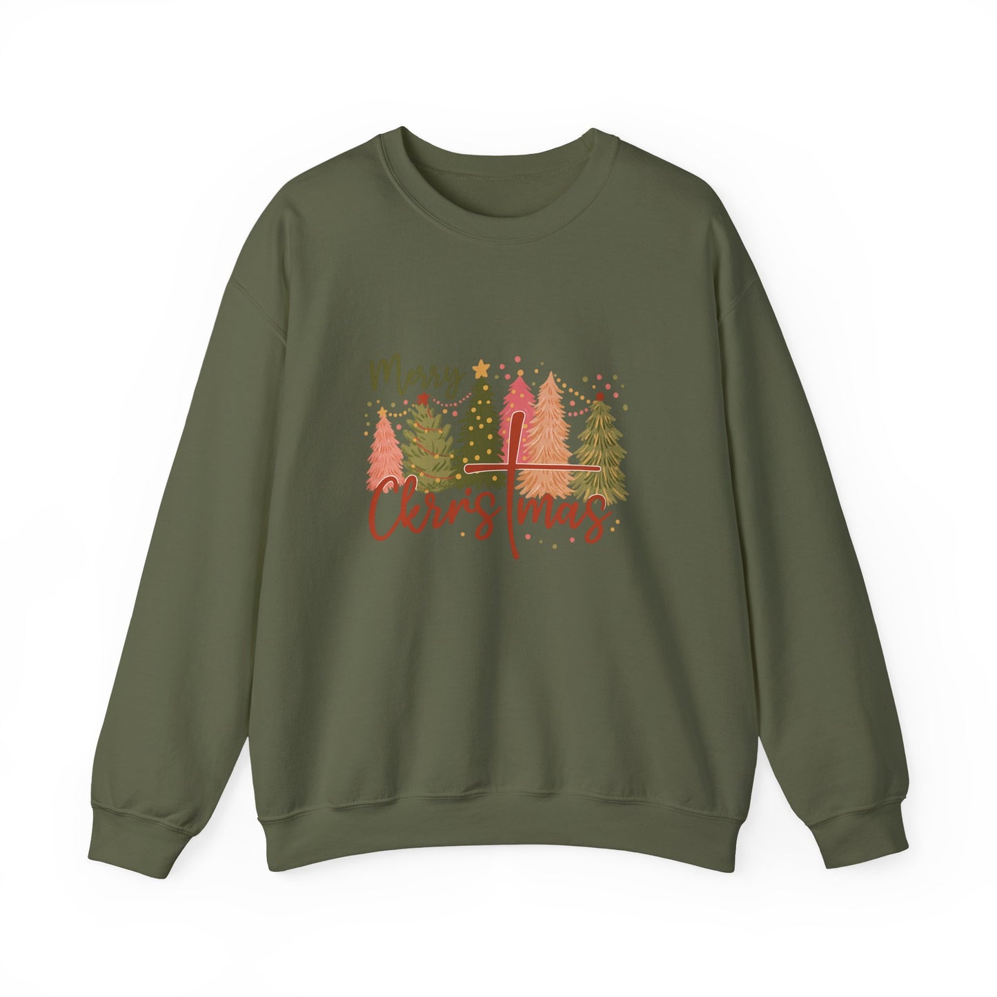 Unisex Heavy Blend™ mw2042 | Merry Christmas Sweatshirt – Faith Cross Holiday Crewneck, Christian Christmas Pullover, Festive Winter Outfit