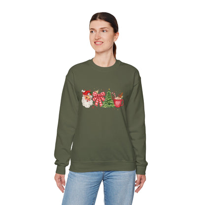 Unisex Heavy Blend™ mw2050 | Vintage Christmas Sweatshirt – Retro Santa Tree Hot Cocoa Pullover, Festive Holiday Crewneck Sweater