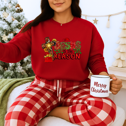 Unisex Heavy Blend™ mw2030 | Jesus Is The Reason Sweatshirt – Christian Christmas Cross Crewneck | Faith Based Unisex Holiday Gift