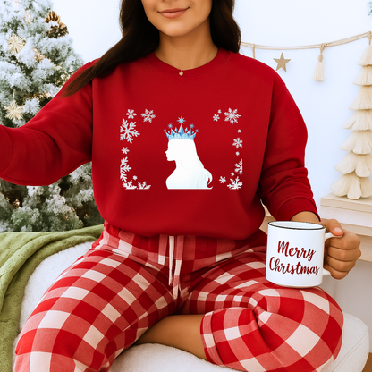 Unisex Heavy Blend™ mw2140 | Ice Queen Silhouette Sweatshirt – Elegant Snowflake Winter Crown Crewneck, Cozy Holiday Gift
