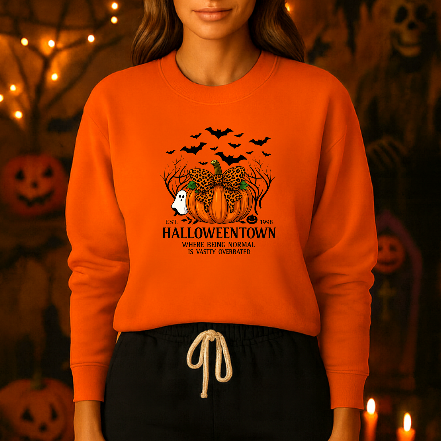 Unisex Heavy Blend™ Halloweentown Sweatshirt | Halloween Pumpkin Ghost Bat Sweater | Spooky Season Crewneck Fall Outfit | mw1002