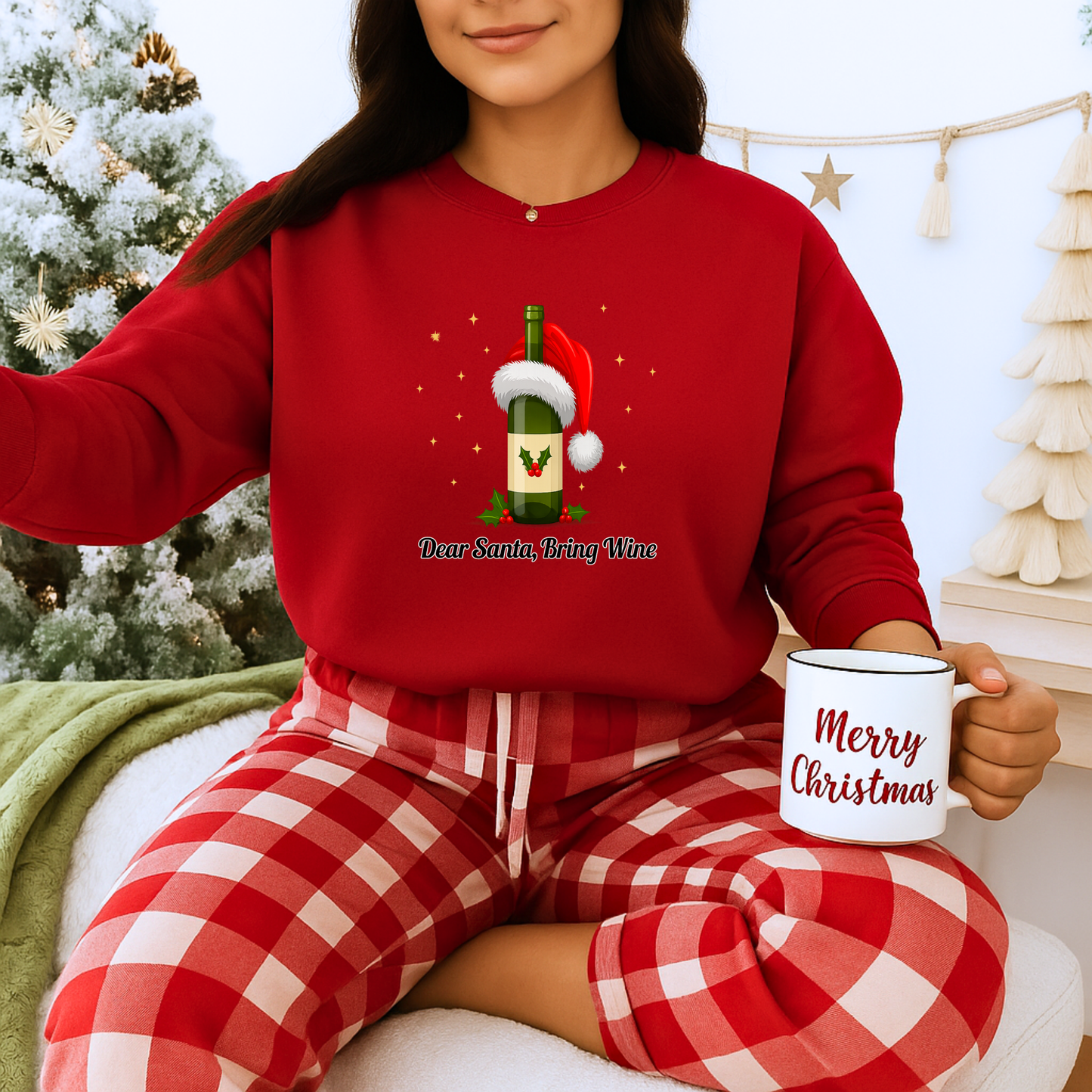 Unisex Heavy Blend™ mw2103 | Dear Santa Bring Wine Christmas Sweatshirt – Funny Holiday Crewneck, Festive Xmas Gift for Wine Lovers