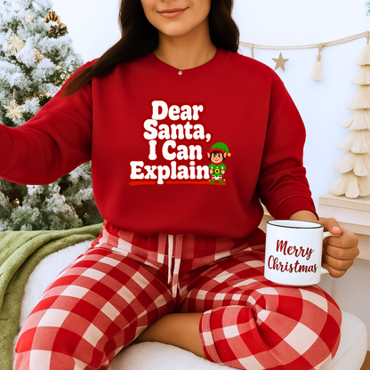 Unisex Heavy Blend™ mw2073 | Dear Santa I Can Explain Sweatshirt – Funny Christmas Elf Crewneck, Cute Holiday Pullover Sweater Gift