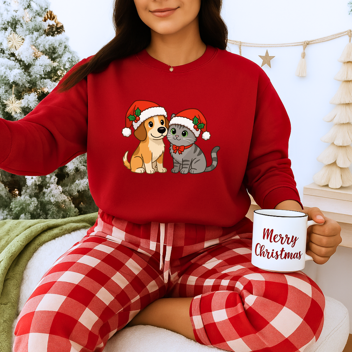 Unisex Heavy Blend™ mw2098 | Santa Paws Dog & Cat Christmas Sweatshirt – Cute Holiday Crewneck, Festive Xmas Gift for Pet Lovers