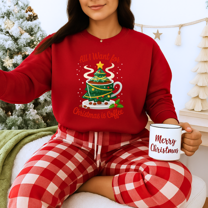 Unisex Heavy Blend™ mw2060 | All I Want for Christmas is Coffee Sweatshirt – Funny Holiday Coffee Lover Crewneck, Festive Winter Pullover