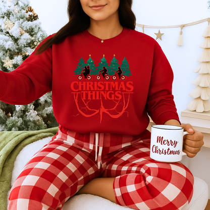 Unisex Heavy Blend™ mw2016 | Christmas Things Sweatshirt – Funny Holiday Crewneck | Cozy Unisex Winter Gift for Stranger Things Fans