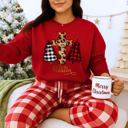 Unisex Heavy Blend™ mw2028 | Jesus Is the Reason Sweatshirt – Christian Christmas Cross Crewneck | Faith Based Unisex Holiday Gift