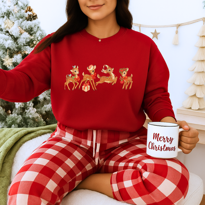 Unisex Heavy Blend™ mw2044 | Vintage Reindeer Christmas Sweatshirt – Cute Retro Deer Holiday Crewneck, Festive Winter Pullover