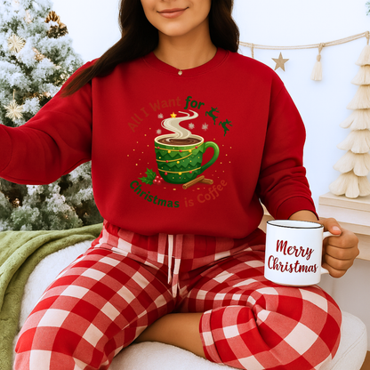 Unisex Heavy Blend™ mw2061 | All I Want for Christmas is Coffee Sweatshirt – Funny Holiday Coffee Lover Crewneck, Festive Winter Pullover