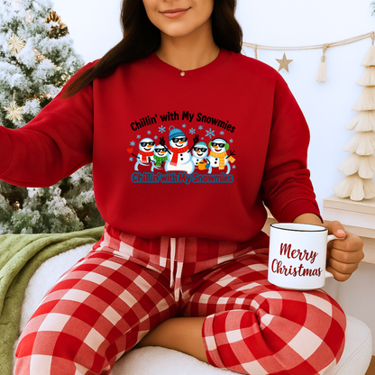 Unisex Heavy Blend™ mw2108 | Chillin’ With My Snowmies Christmas Sweatshirt – Funny Snowman Holiday Crewneck, Cute Winter Xmas Gift