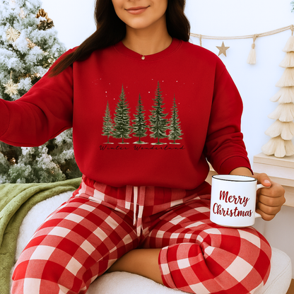 Unisex Heavy Blend™ mw2039 | Winter Wonderland Sweatshirt – Cozy Pine Tree Forest Crewneck | Aesthetic Holiday Winter Pullover