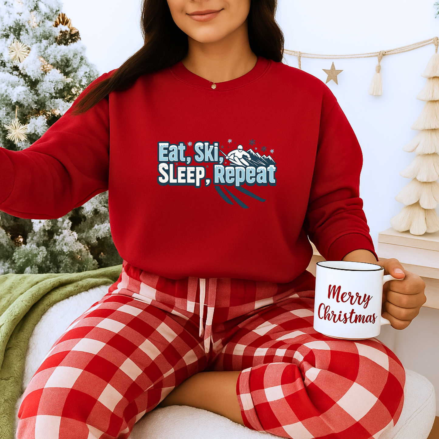Unisex Heavy Blend™ mw2114 | Eat Ski Sleep Repeat Sweatshirt – Funny Skiing Winter Crewneck, Cozy Snow Sports Gift for Ski Lovers