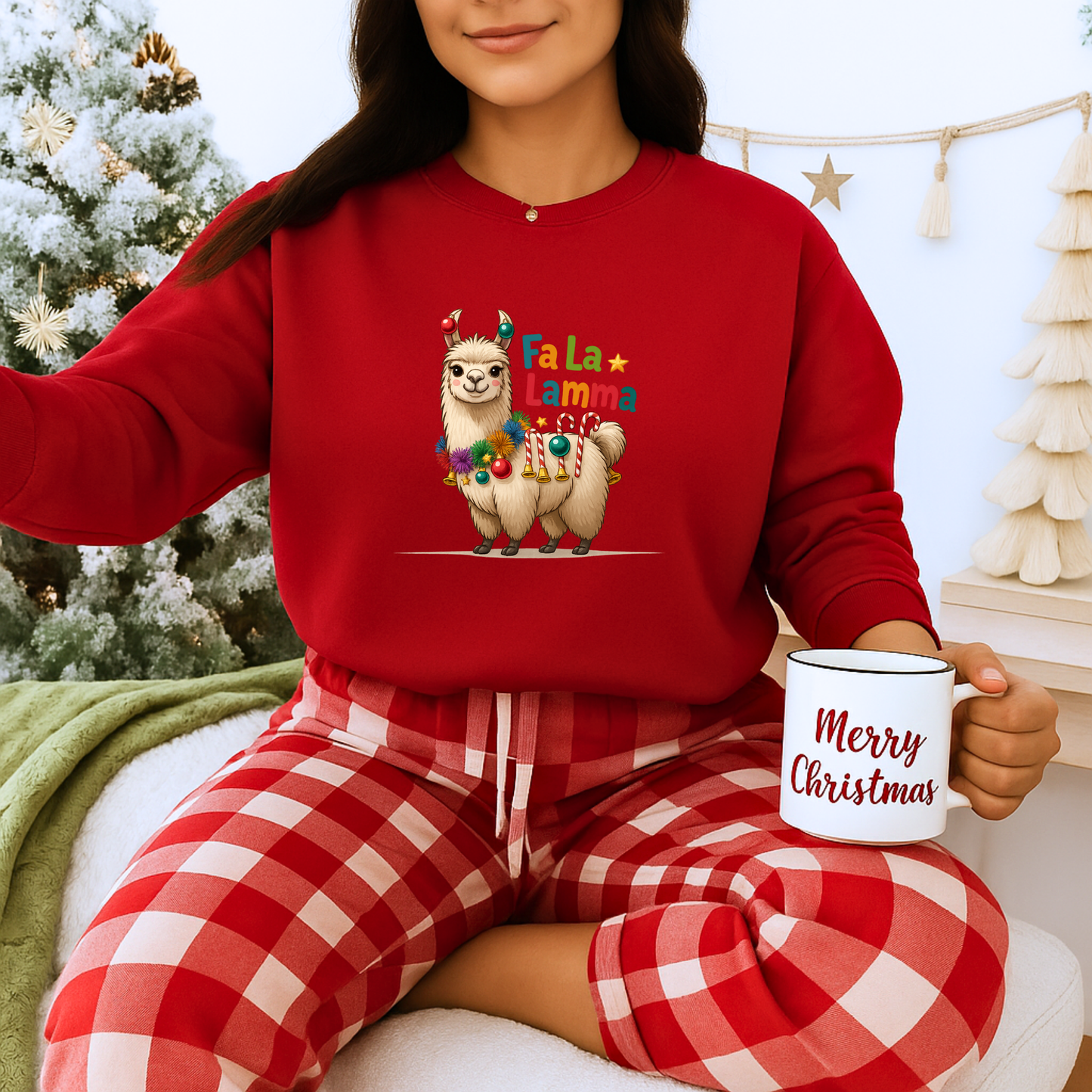 Unisex Heavy Blend™ mw2124 | Fa La La Llama Christmas Sweatshirt – Funny Holiday Llama Crewneck, Cute Festive Xmas Gift