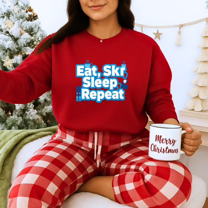 Unisex Heavy Blend™ mw2115 | Eat Ski Sleep Repeat Sweatshirt – Funny Skiing Winter Crewneck, Cozy Snow Sports Gift for Ski Lovers