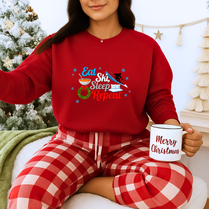 Unisex Heavy Blend™ mw2116 | Eat Ski Sleep Repeat Sweatshirt – Funny Skiing Winter Crewneck, Cozy Snow Sports Gift for Ski Lovers