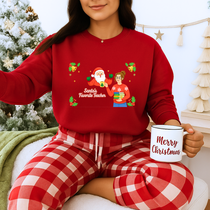 Unisex Heavy Blend™ mw2080 | Santa’s Favorite Teacher Christmas Sweatshirt – Cute Holiday Gift for Teachers, Festive School Pullover Sweater