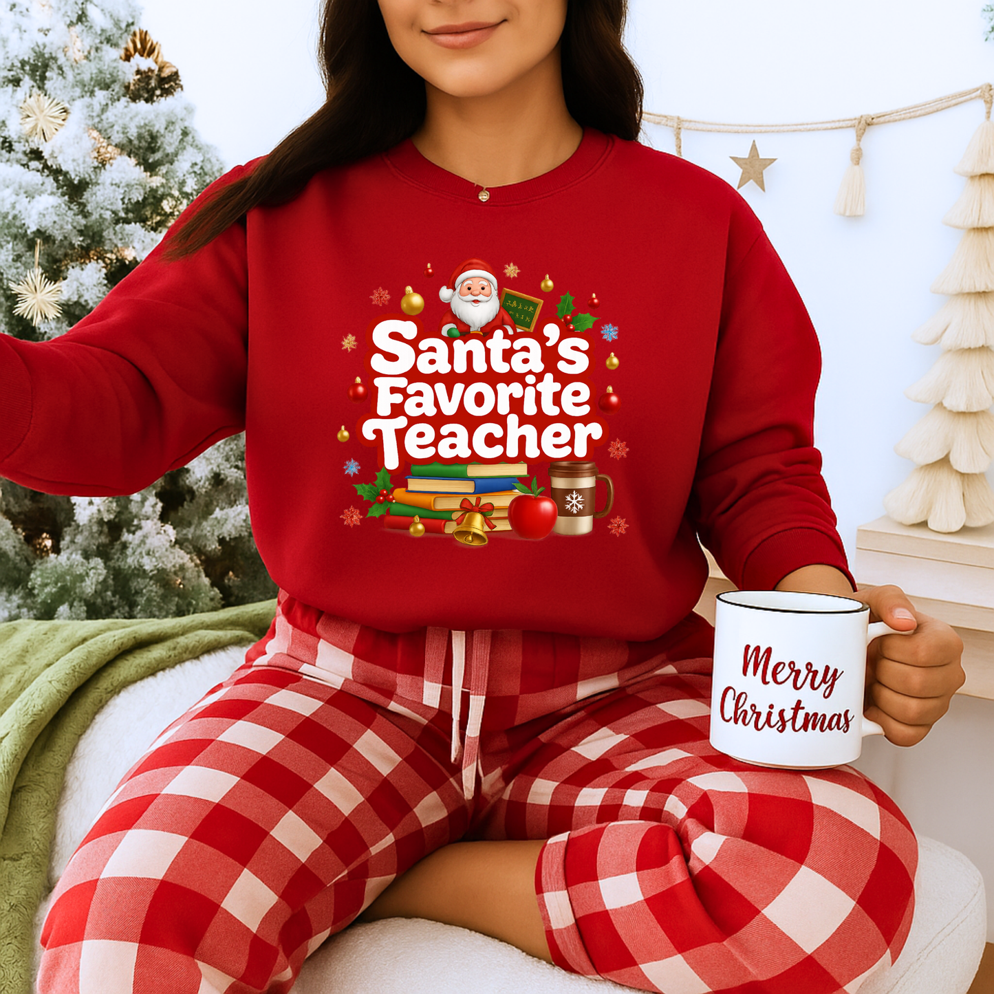 Unisex Heavy Blend™ mw2088 | Santa’s Favorite Teacher Christmas Sweatshirt – Cute Holiday Gift for Teachers, Festive Pullover
