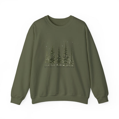 Unisex Heavy Blend™ mw2039 | Winter Wonderland Sweatshirt – Cozy Pine Tree Forest Crewneck | Aesthetic Holiday Winter Pullover