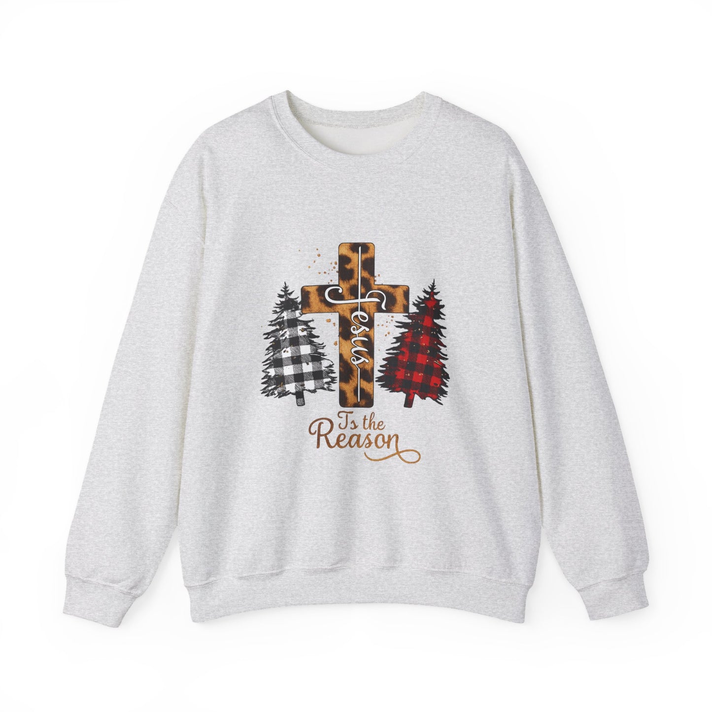 Unisex Heavy Blend™ mw2028 | Jesus Is the Reason Sweatshirt – Christian Christmas Cross Crewneck | Faith Based Unisex Holiday Gift