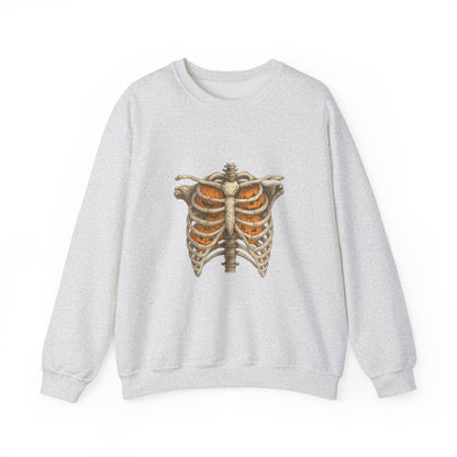 Unisex Heavy Blend™ Halloween Skeleton X-Ray Sweatshirt – Pumpkin Ribcage Design | mw1011