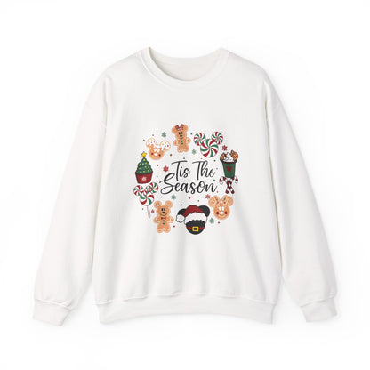 Unisex Heavy Blend™ mw2034 | Tis The Season Christmas Sweatshirt – Cute Gingerbread & Candy Holiday Crewneck | Cozy Unisex Winter Gift