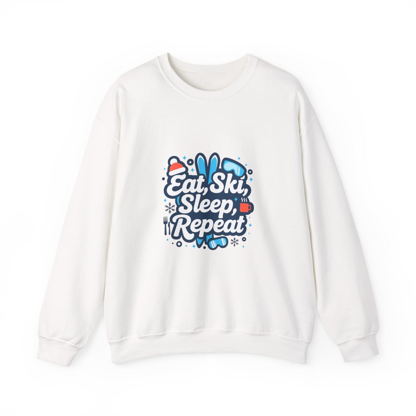 Unisex Heavy Blend™ mw2113 | Eat Ski Sleep Repeat Sweatshirt – Funny Skiing Winter Crewneck, Cozy Snow Sports Gift for Ski Lovers